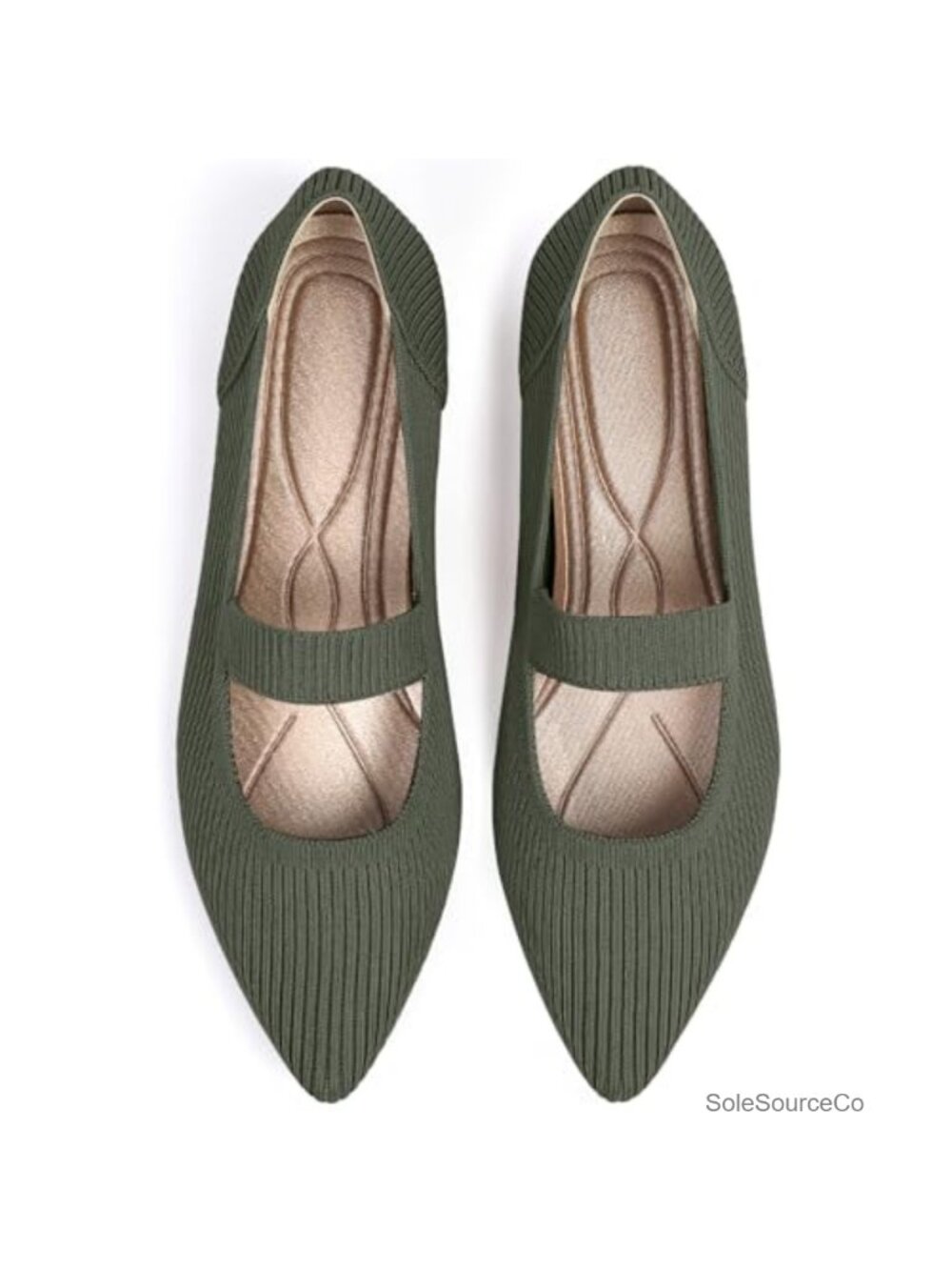 Women's Knit Mary Jane Flats Pointed Toe Washable Comfortable Casual Shoes